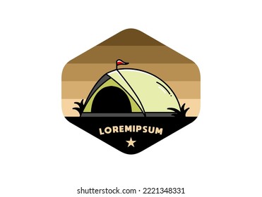 illustration badge design of a Dome tent camping