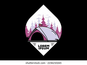 illustration badge design of a Dome tent camping