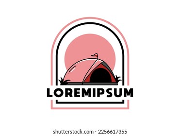 illustration badge design of a Dome tent camping