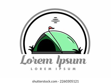 illustration badge design of a Dome tent camping