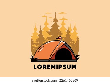 illustration badge design of a Dome tent camping