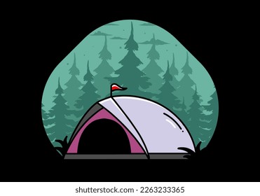 illustration badge design of a Dome tent camping