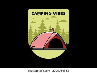 illustration badge design of a Dome tent camping