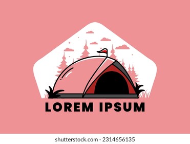 illustration badge design of a Dome tent camping