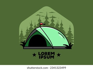 illustration badge design of a Dome tent camping