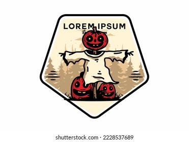 Illustration badge design of a scary halloween pumpkin