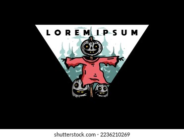 Illustration badge design of a scary halloween pumpkin