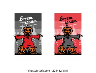Illustration badge design of a scary halloween pumpkin