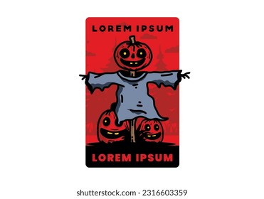 Illustration badge design of a scary halloween pumpkin