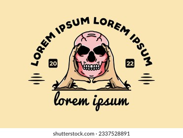 illustration badge design of two hand holding a skull