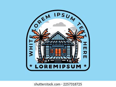 illustration badge design of a Wood house on the beach