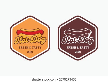 illustration badge hot dog logo template