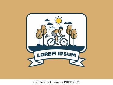 illustration badge of riding bicycle design