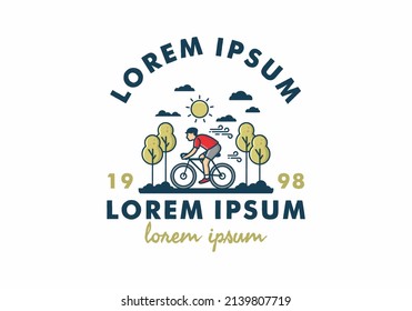 illustration badge of riding bicycle design