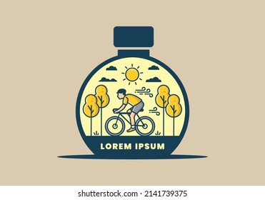 illustration badge of riding bicycle design