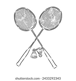illustration of Badminton. Hand drawn.