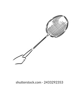 illustration of Badminton. Hand drawn.