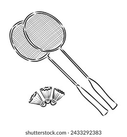 illustration of Badminton. Hand drawn.