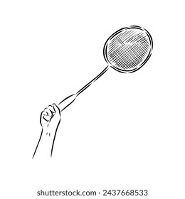 illustration of Badminton. Hand drawn.