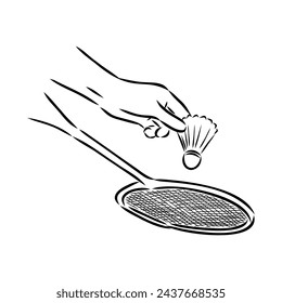 illustration of Badminton. Hand drawn.