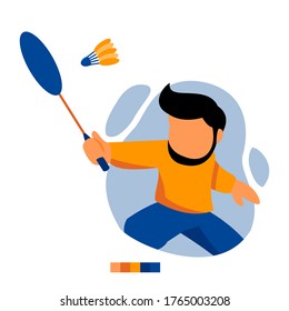 Abbildung eines Badmintonspielers
mit zusätzlichen Farbpaletten darunter, geeignet für Banner, Plakate, Grußkarten, Social-Media-Beiträge usw., fügen Sie Text oder Logos hinzu, wie Sie möchten