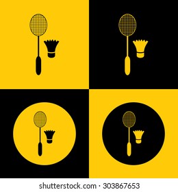 an illustration of badminton racket & birdies