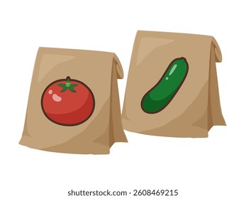 Illustration of a bag full of vegetable seeds