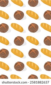 Illustration of baguette and Chocolate ball cake