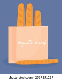  Illustration with Baguettes Bread at Paper Bag