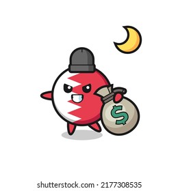 Illustration of bahrain flag badge cartoon is stolen the money , cute style design for t shirt, sticker, logo element