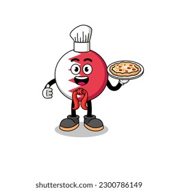 Illustration of bahrain flag as an italian chef , character design