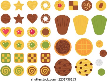 Illustration of baked goods. Assorted set.