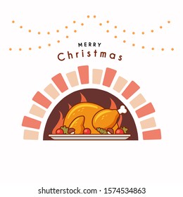 Illustration of baked turkey for Christmas