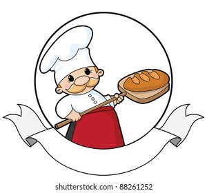 illustration of a baker with bread banner