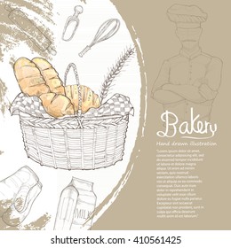 illustration of bakery. bakery background design.