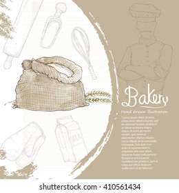 illustration of bakery. bakery background design.