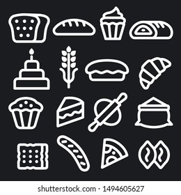 illustration of the bakery and bread black color icons