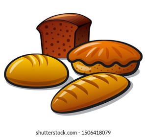 illustration of the bakery and bread color icons