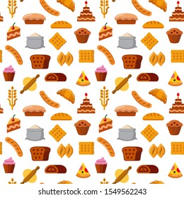 illustration of the bakery and bread seamless pattern