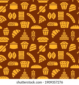 illustration of the bakery and bread seamless pattern