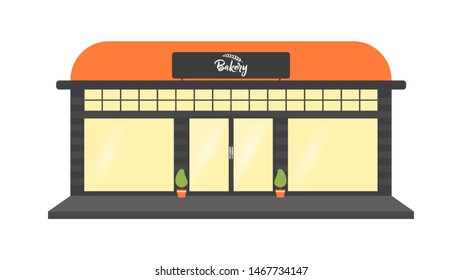 illustration of a bakery building. illustration of building food and drinks. Eps 10.