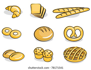 Illustration of bakery icon set