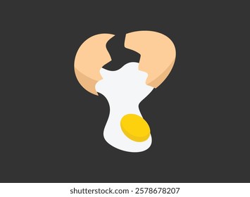 Illustration of an Baking Flat Egg Crack
