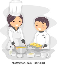 Illustration of a Baking Teacher at Work