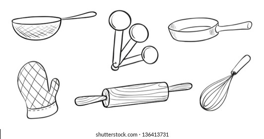 Illustration Of The Baking Tools On A White Background