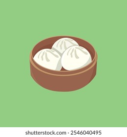 illustration of bakpao buns on a green background