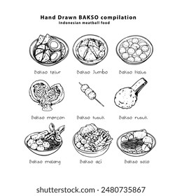 illustration of bakso Indonesian food 