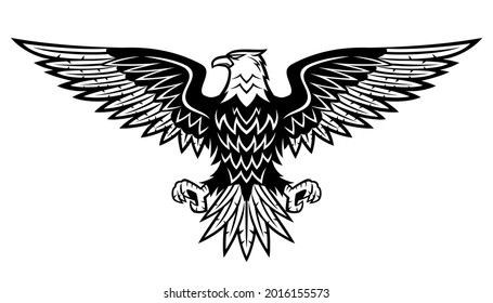 Illustration with bald eagle icon isolated on white background.
