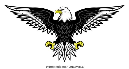 Illustration With Bald Eagle Icon Isolated On White Background.