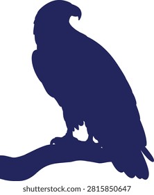 Illustration of a bald eagle majestically perched on a tree branch